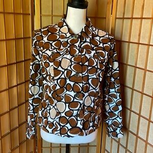 Ruby Rd Jacket Style JeanJacket Brown White Black Long Sleeves Pockets Jacket